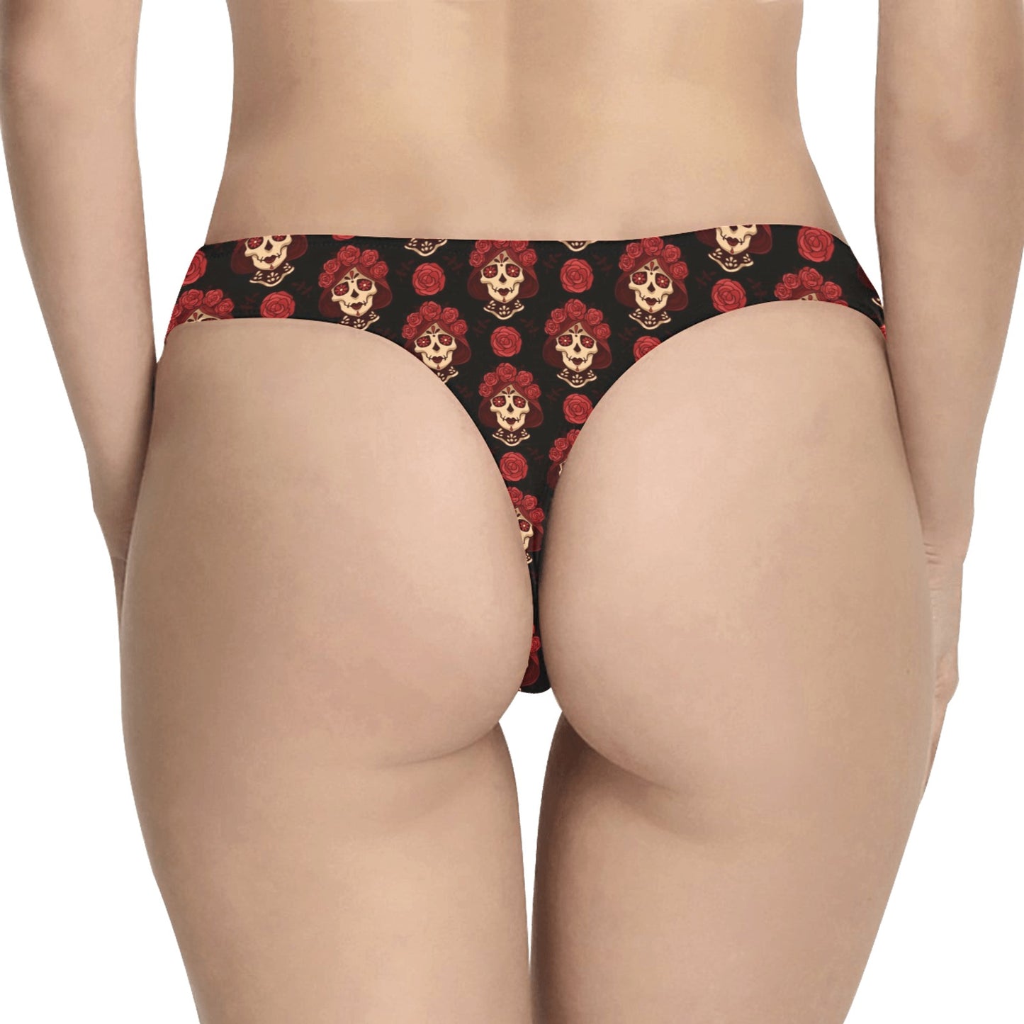 Day of the Dead Skull Girl Pattern Women's Thongs