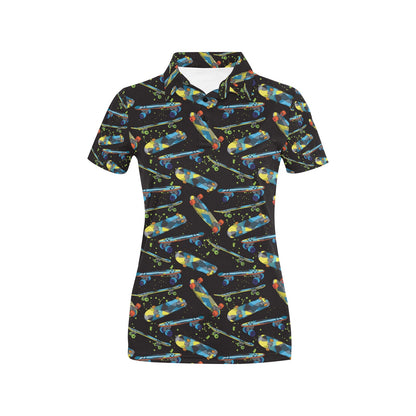 Skateboard Print Design LKS305 Women's Polo Shirt