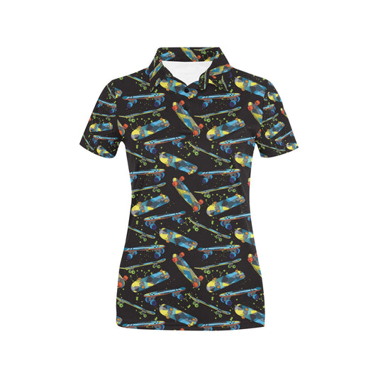 Skateboard Print Design LKS305 Women's Polo Shirt