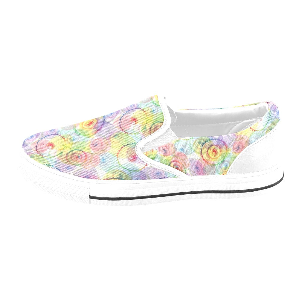 Third Eye Print Design LKS303 White Slip Ons Canvas Women's Shoes