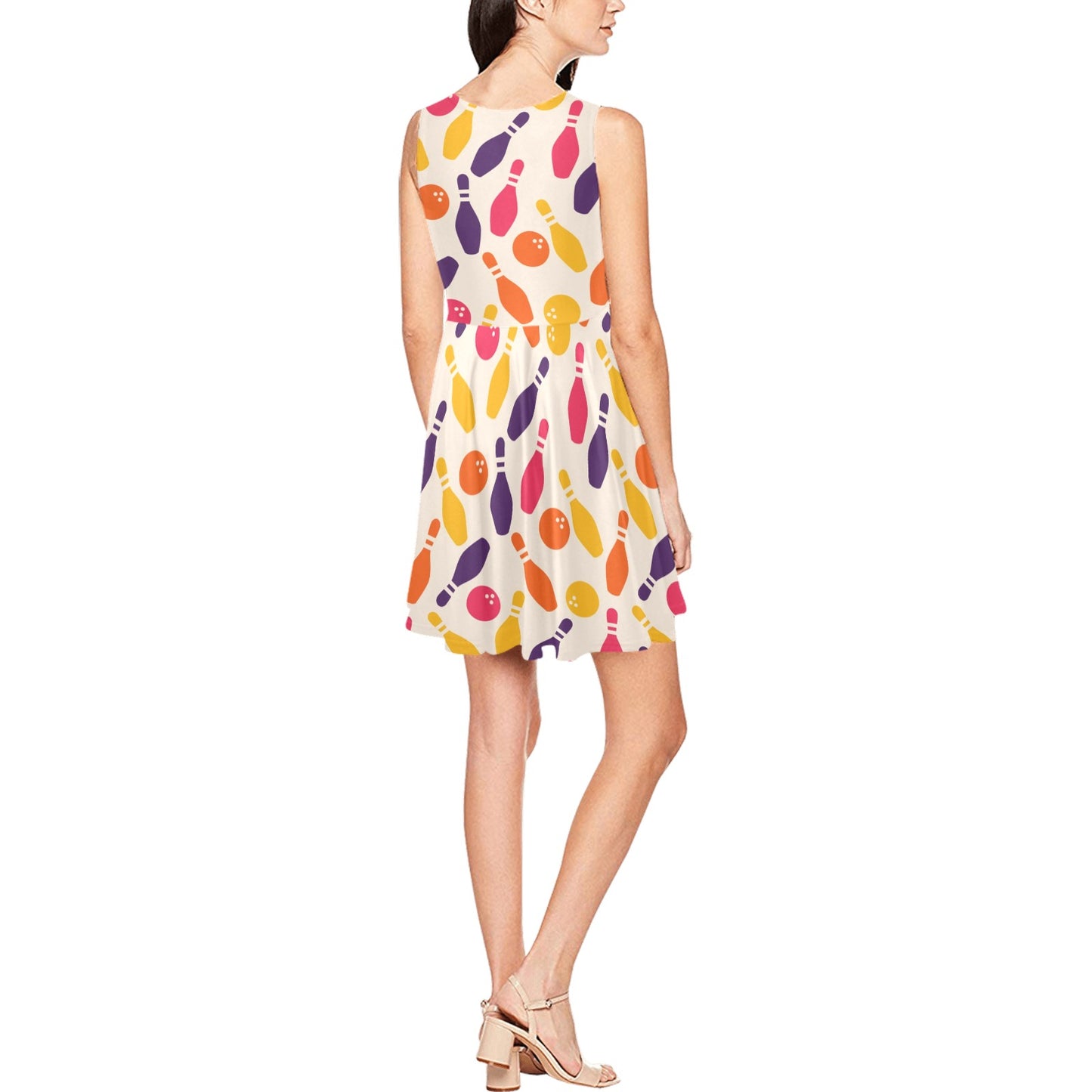 Bowling Pattern Print Design 06 Sleeveless Dress