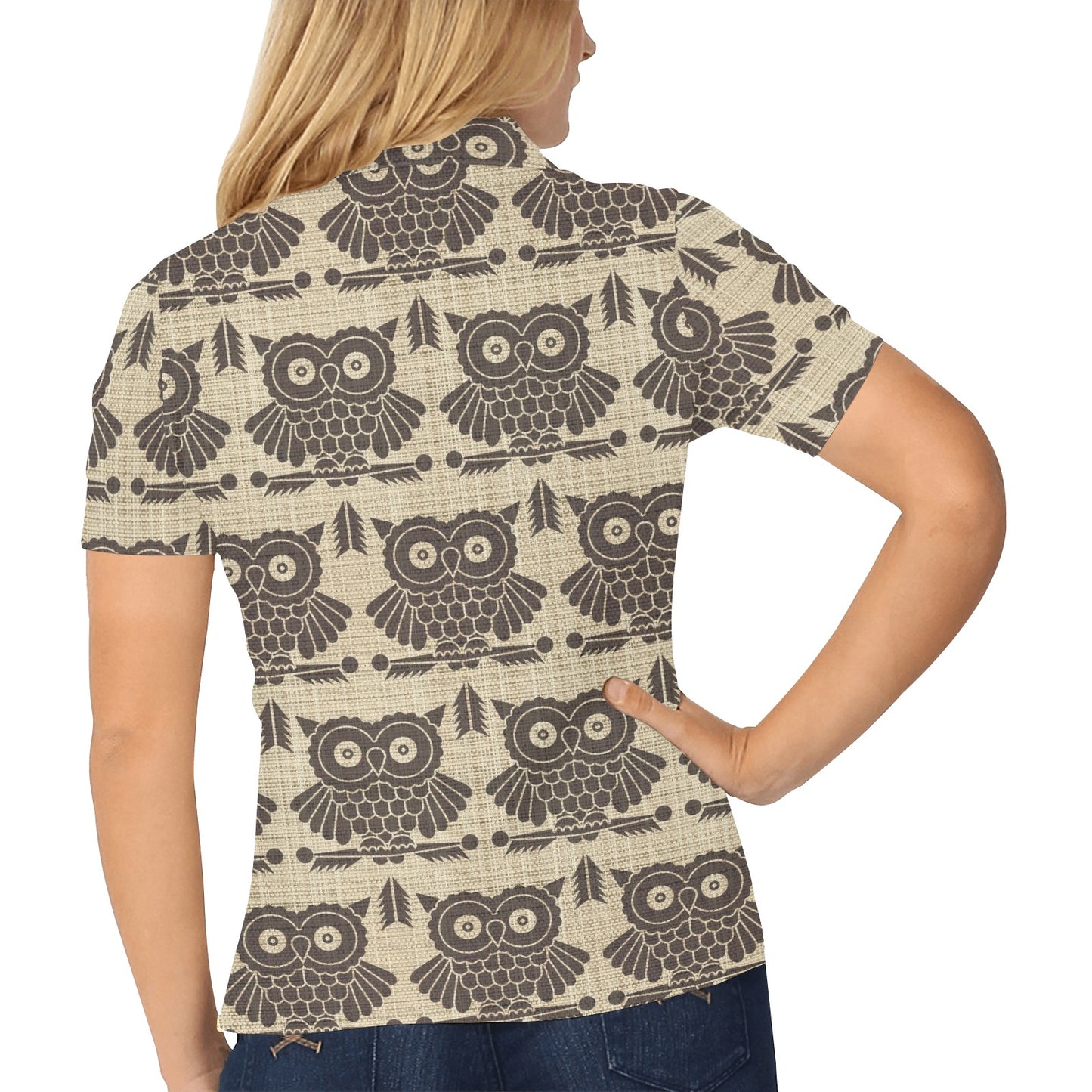 Owl Pattern Print Design A01 Women's Polo Shirt