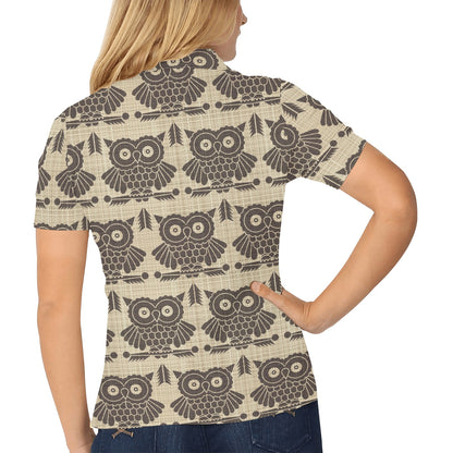 Owl Pattern Print Design A01 Women's Polo Shirt