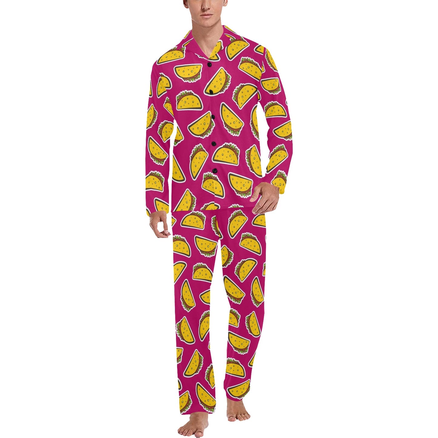 Taco Pattern Print Design TC01 Men's Long Pajama Set