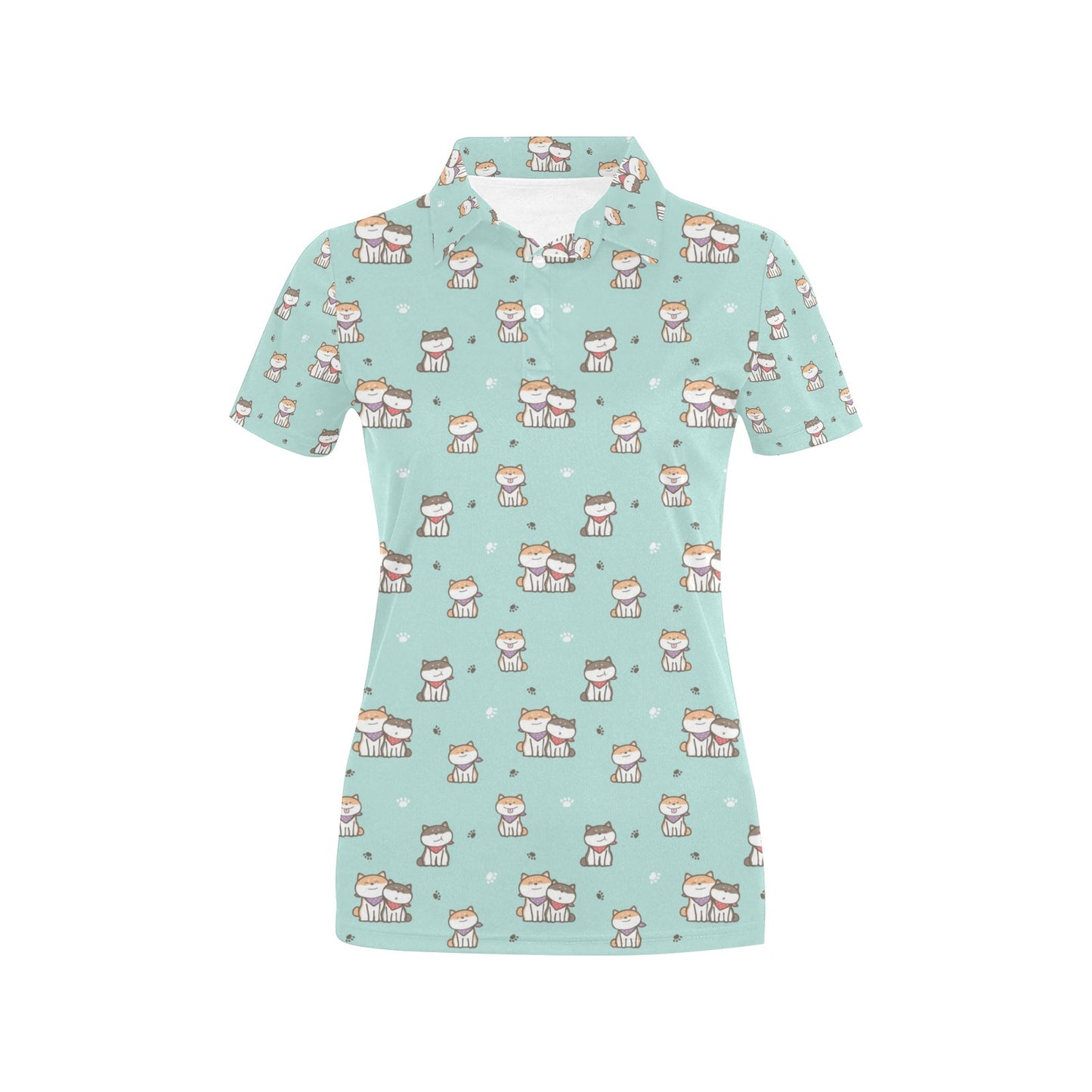 Shiba Inu Print Design LKS302 Women's Polo Shirt