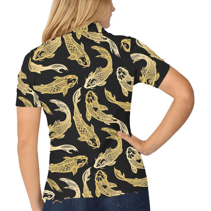 KOI Fish Pattern Print Design 03 Women's Polo Shirt