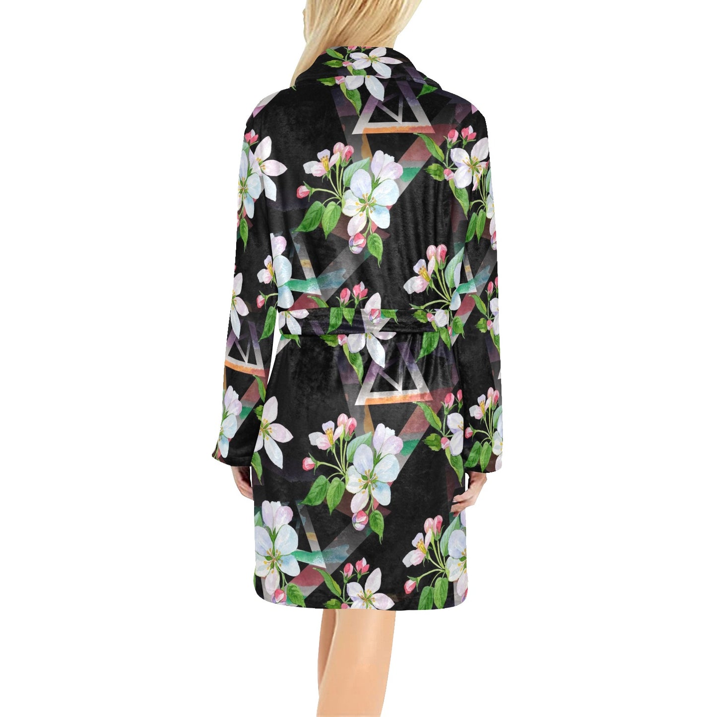 Apple blossom Pattern Print Design AB07 Women's Fleece Robe
