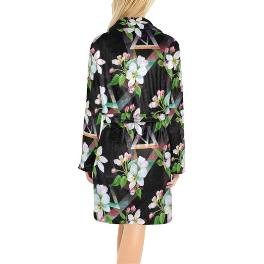 Apple blossom Pattern Print Design AB07 Women's Fleece Robe