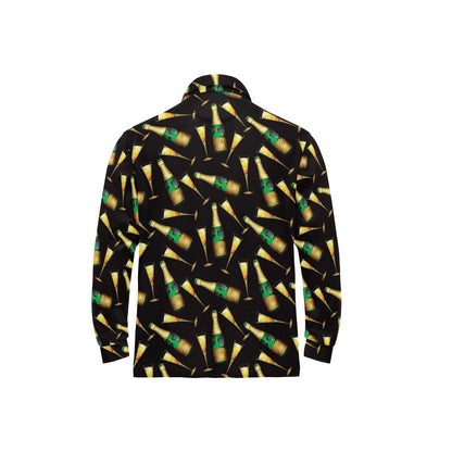 Champagne Pattern Print Design 02 Long Sleeve Polo Shirt For Men's