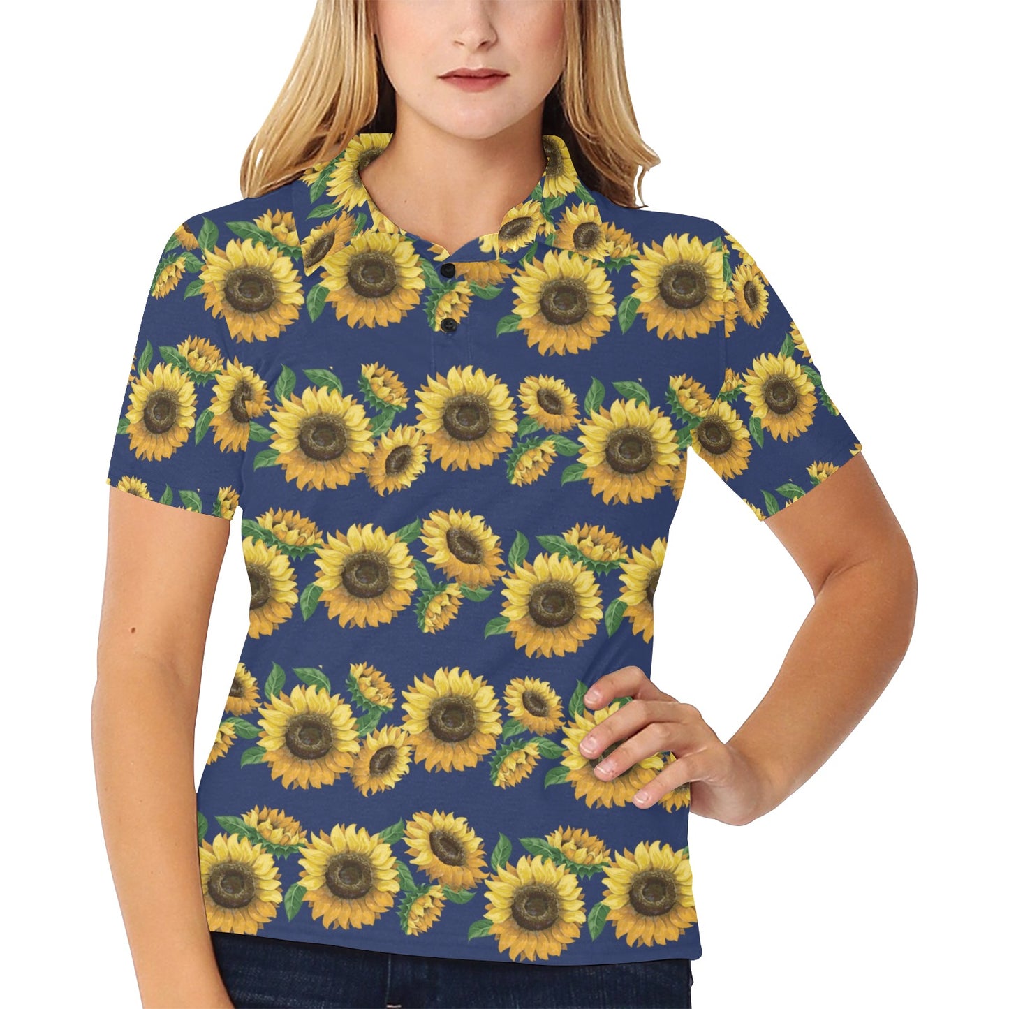 Sunflower Print Design LKS307 Women's Polo Shirt