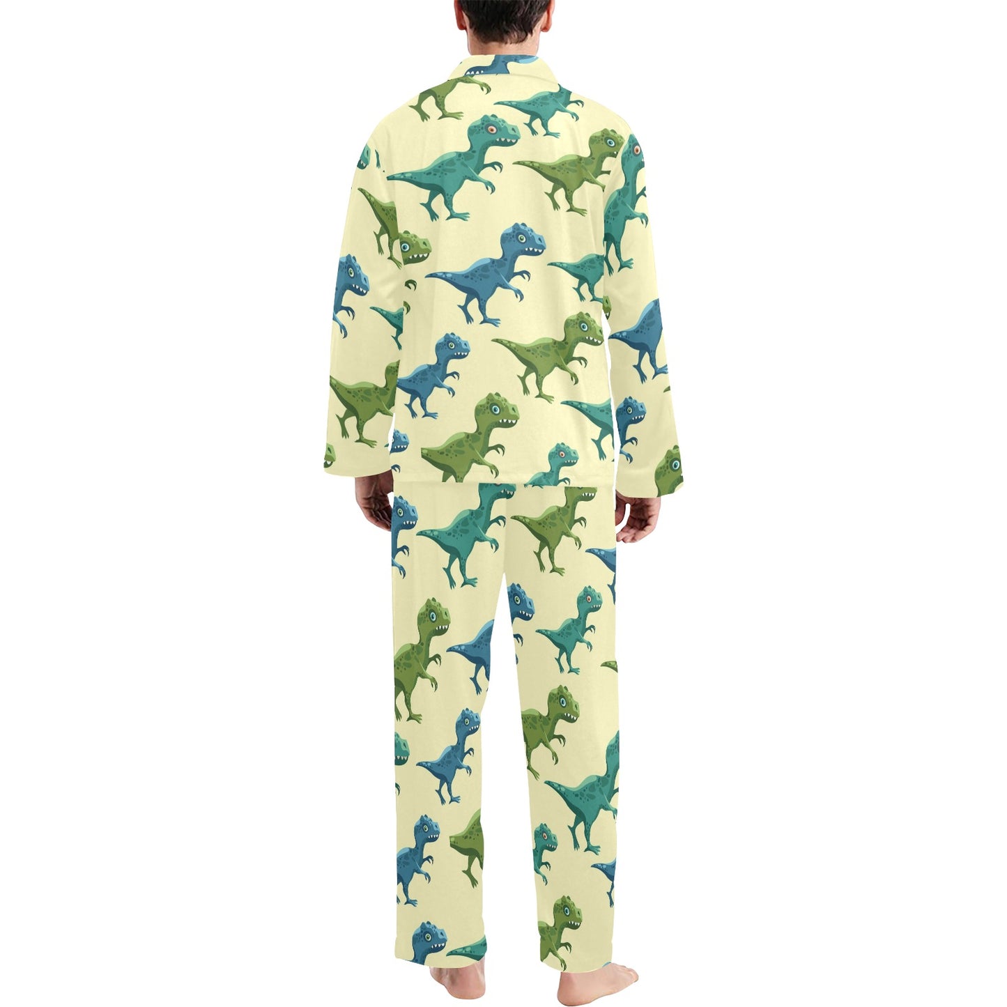 T Rex Pattern Print Design A04 Men's Long Pajama Set