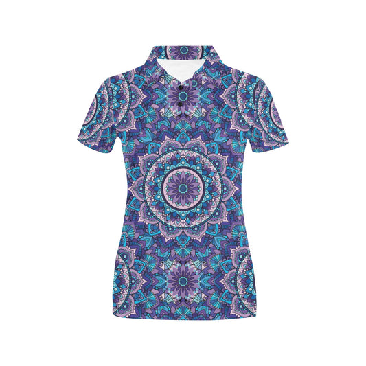 Mandala Pattern Print Design 04 Women's Polo Shirt