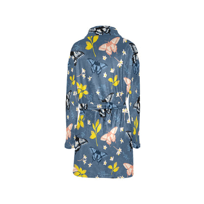 Monarch Butterfly Pattern Print Design 02 Women's Fleece Robe