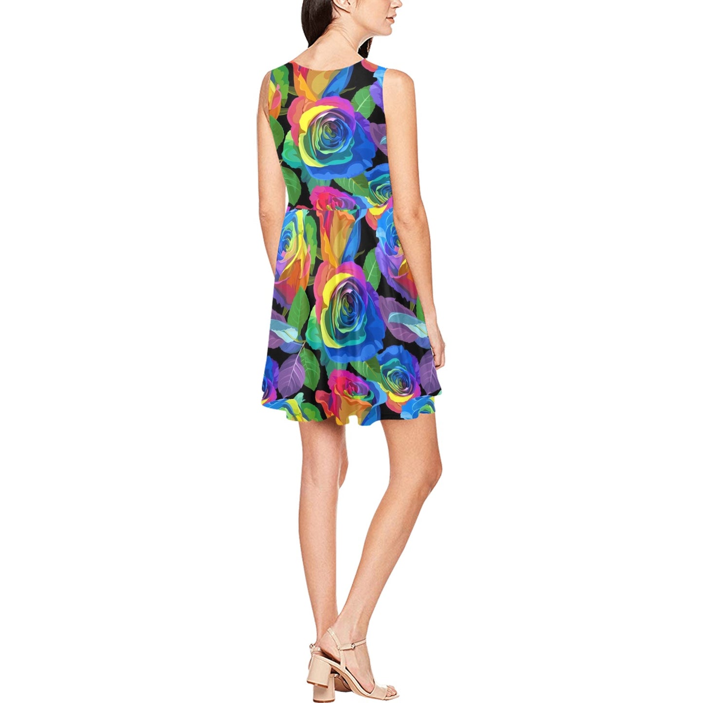 Rose Pattern Print Design RO02 Sleeveless Dress