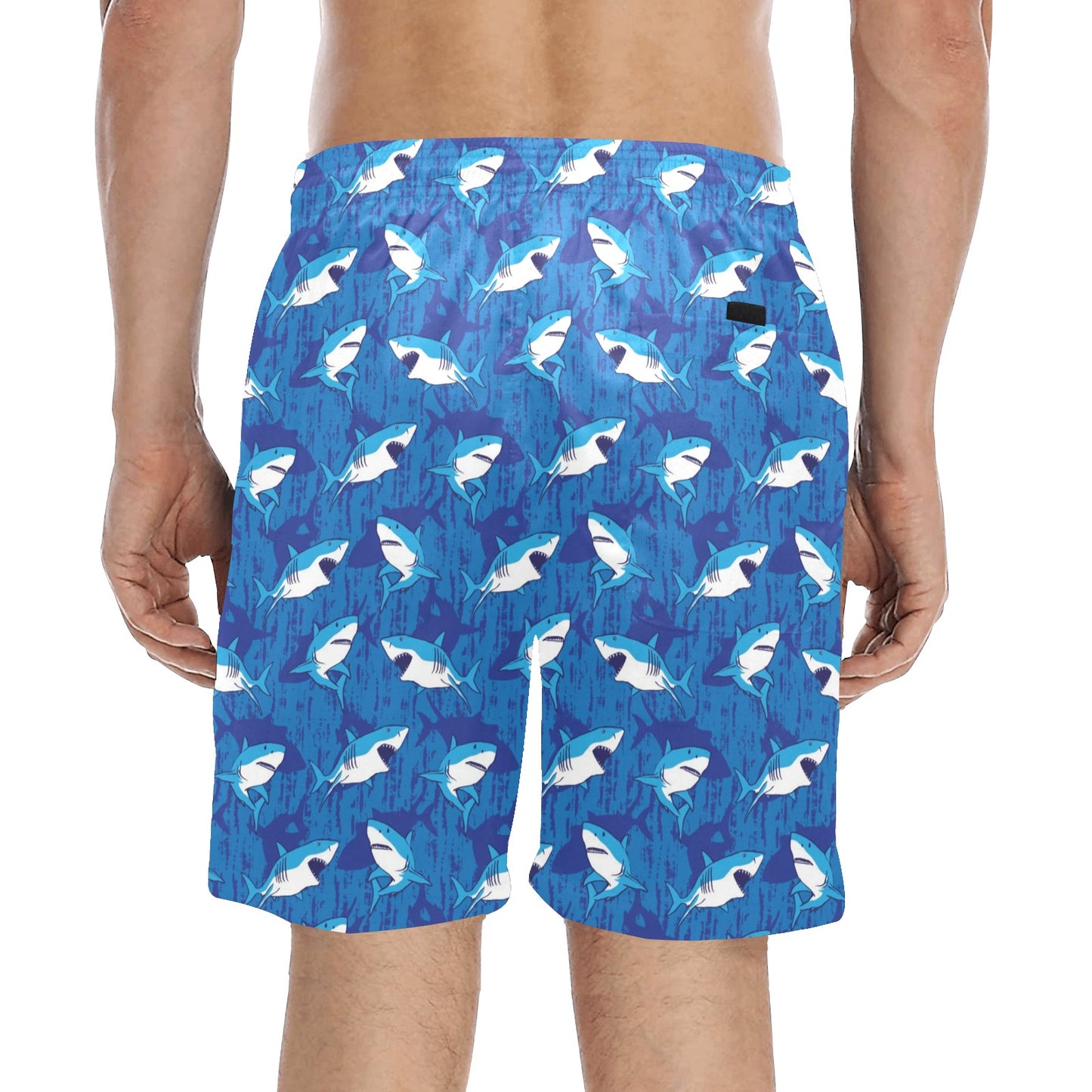 Shark Print Design LKS308 Men's Swim Trunks Beach Shorts