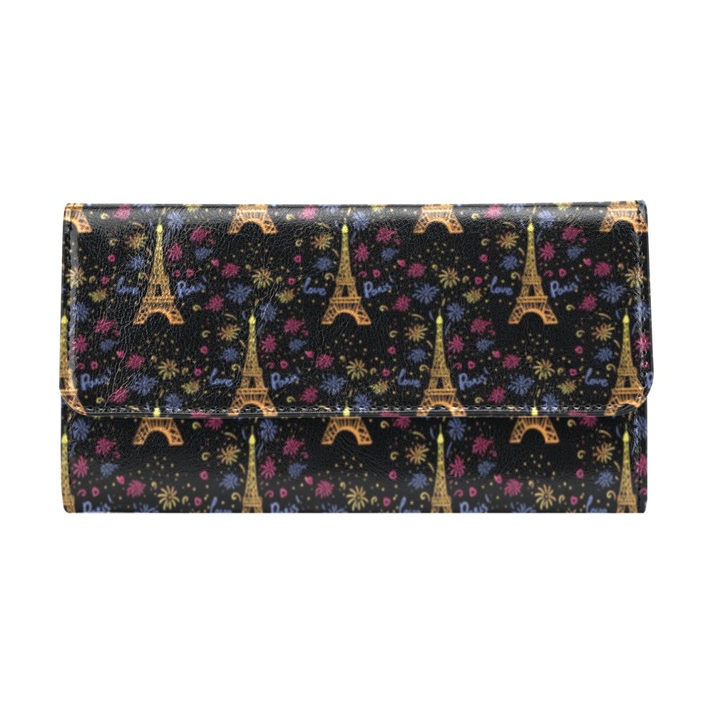 Eiffel Tower Love Paris Print Women's Trifold Wallet