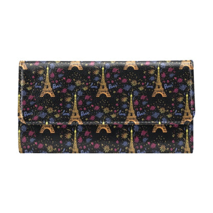 Eiffel Tower Love Paris Print Women's Trifold Wallet