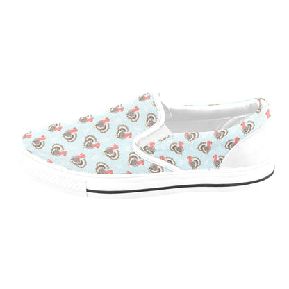 Turkey Print Design LKS403 White Slip Ons Canvas Women's Shoes