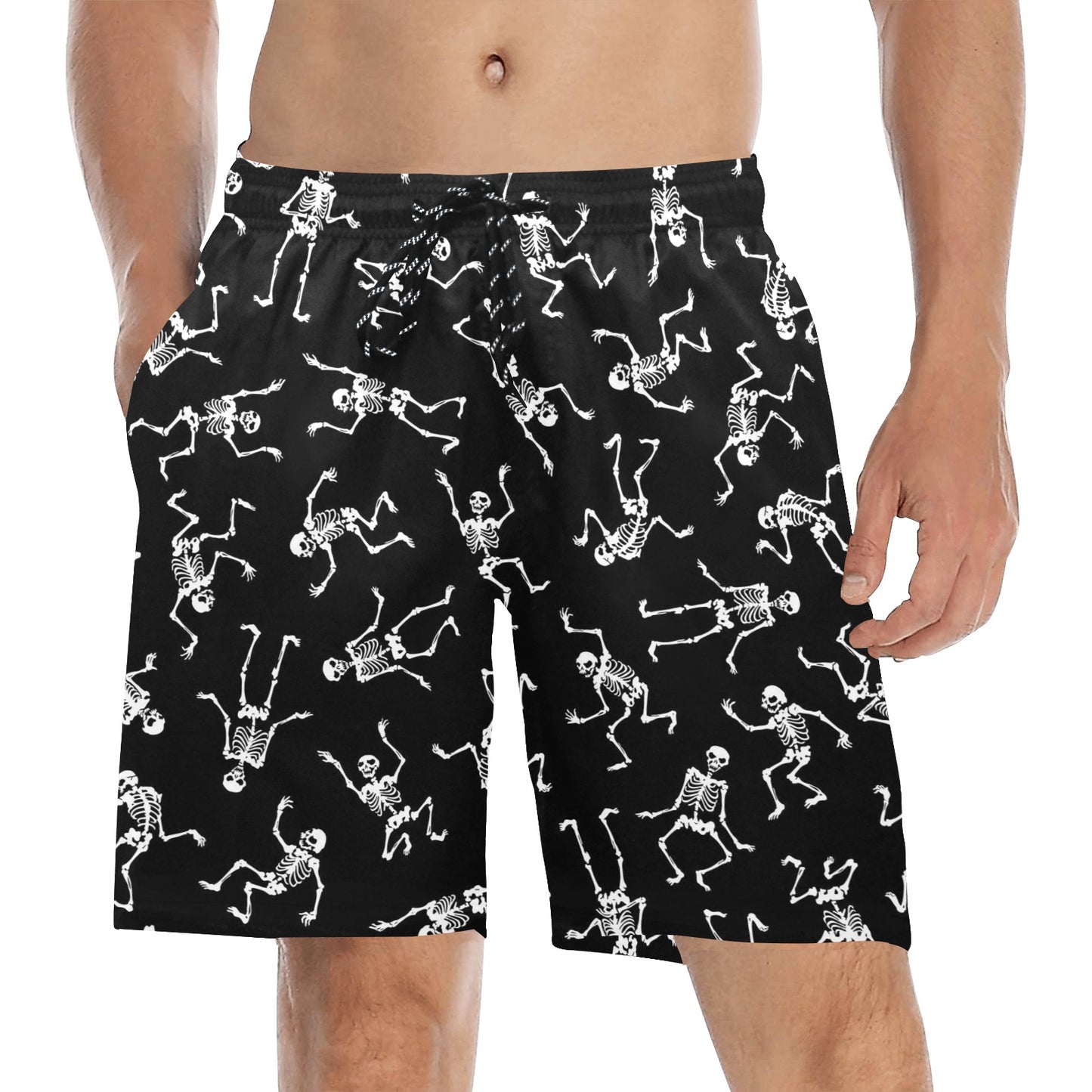 Skeleton Print Design LKS305 Men's Swim Trunks Beach Shorts