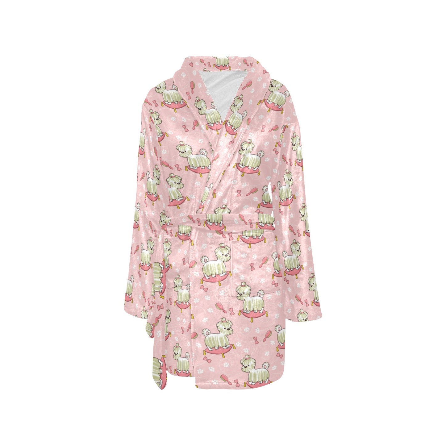 Bichons Frise Pattern Print Design 01 Women's Fleece Robe