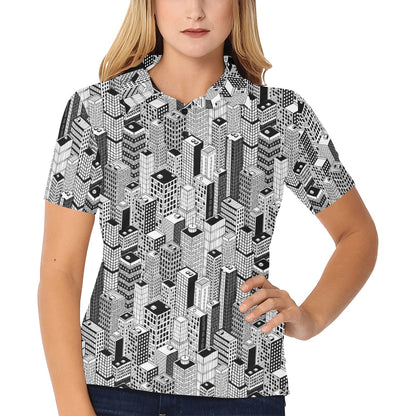 City  Pattern Print Design 02 Women's Polo Shirt
