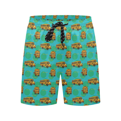 School Bus Print Design LKS308 Men's Swim Trunks Beach Shorts