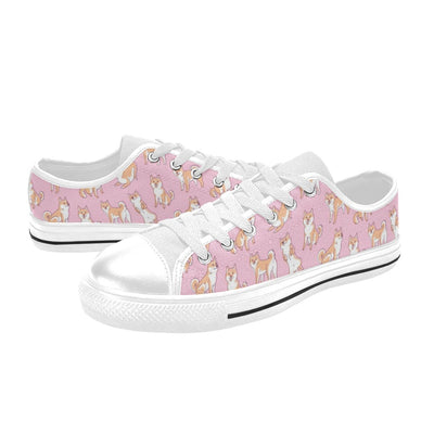 Shiba Inu Print Design LKS303 Women's White Low Top Shoes