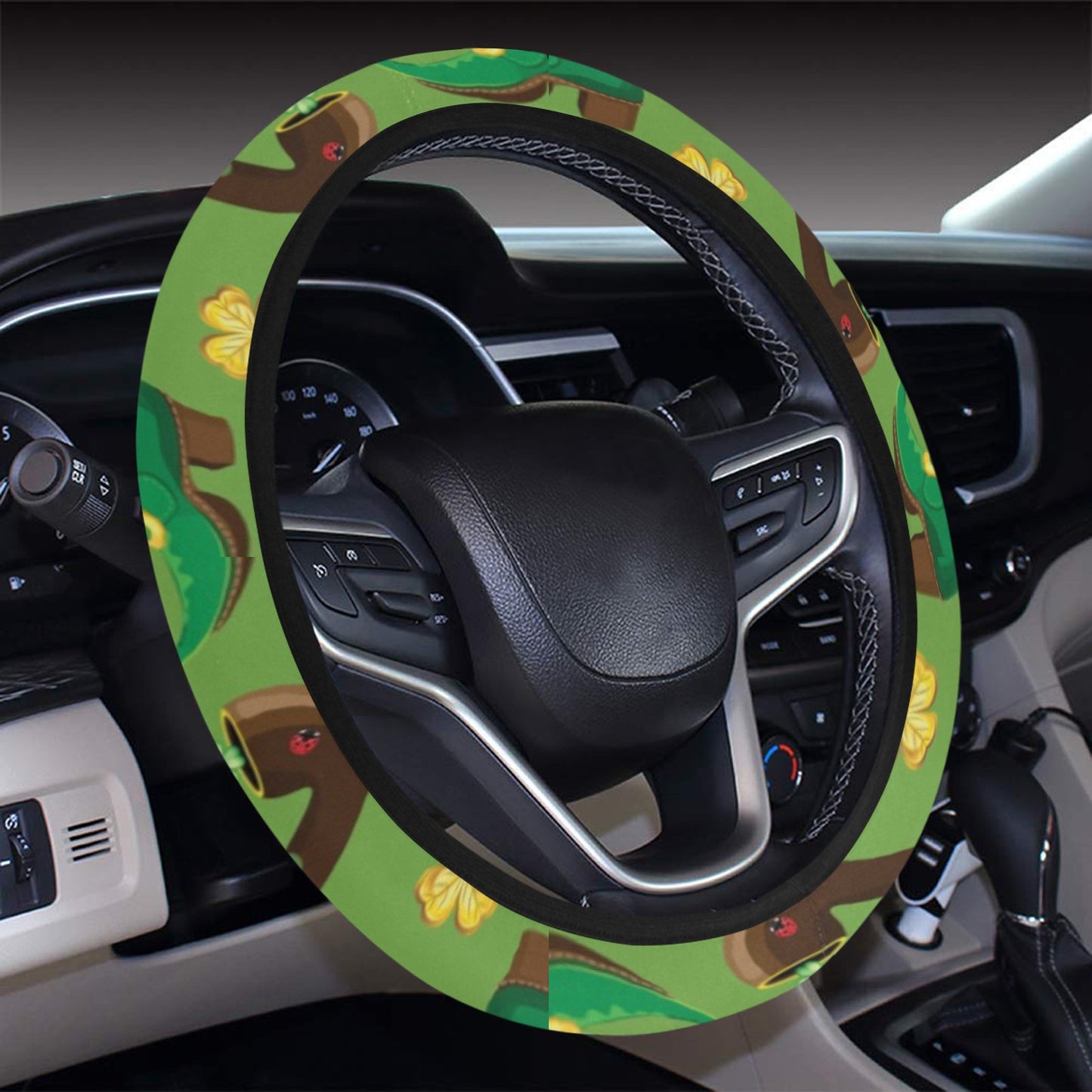 Shamrock Saint Patrick's Day Print Design LKS306 Steering Wheel Cover with Elastic Edge