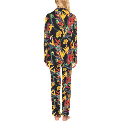 Bird Of Paradise Pattern Print Design BOP016 Women's Long Pajama Set