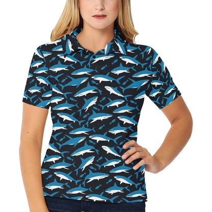 Shark Print Design LKS303 Women's Polo Shirt