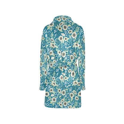 Anemone Pattern Print Design 01 Women's Fleece Robe