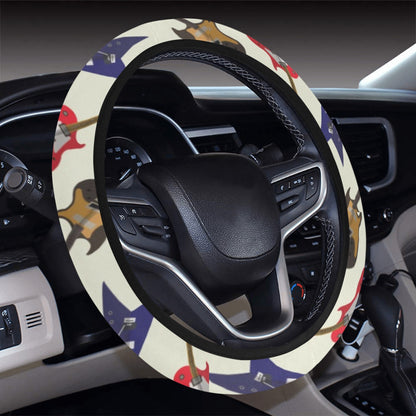 Electric Guitar Print Design LKS404 Steering Wheel Cover with Elastic Edge