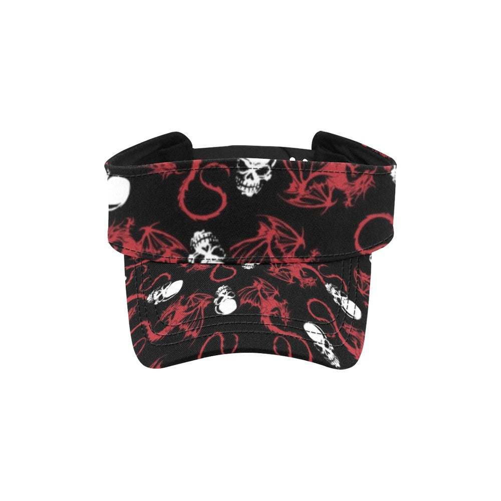 Skull With Red Dragon Print Design LKS304 Unisex Sun Visor
