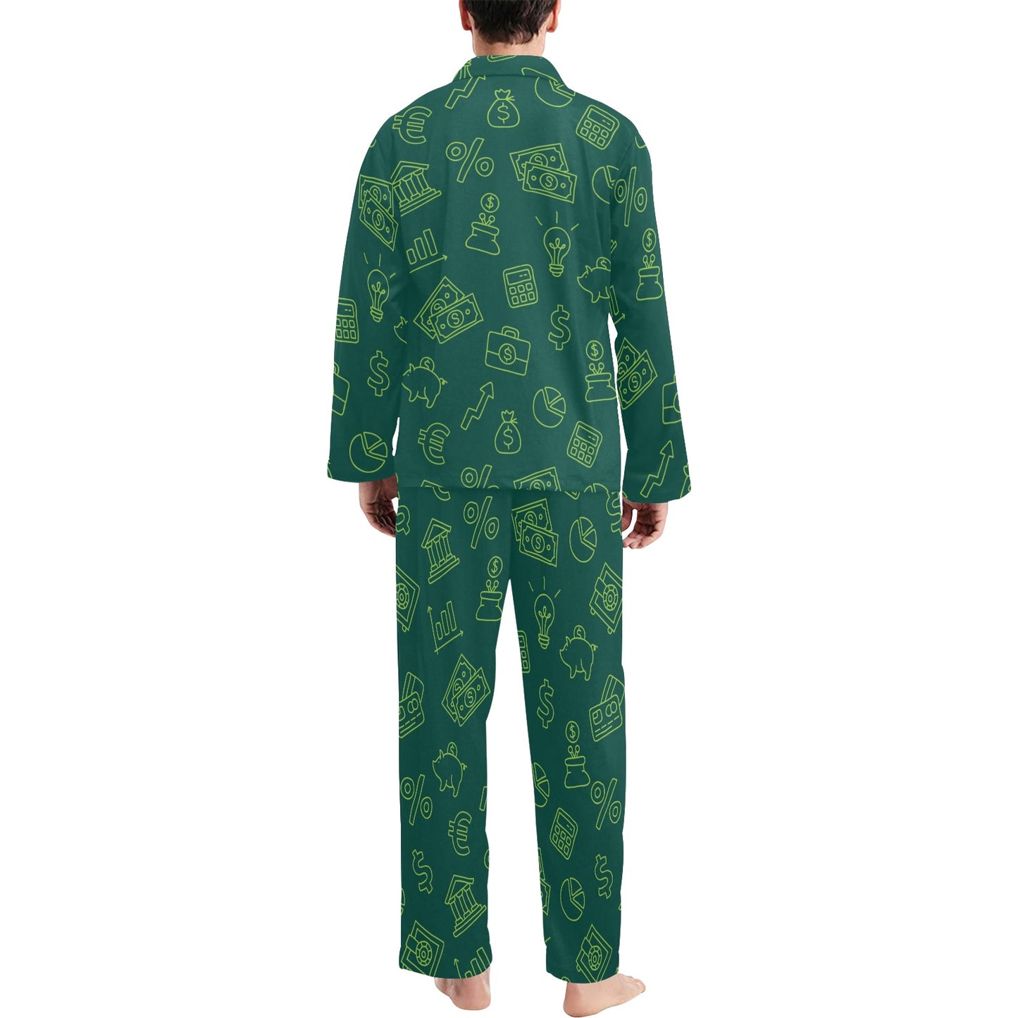 Accounting Financial Pattern Print Design 02 Men's Long Pajama Set