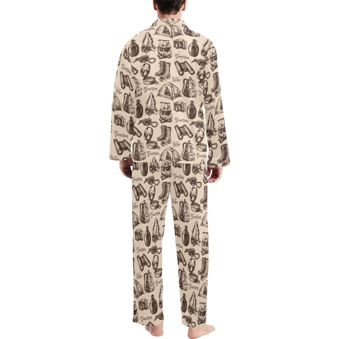 Camping Pattern Print Design 01 Men's Long Pajama Set