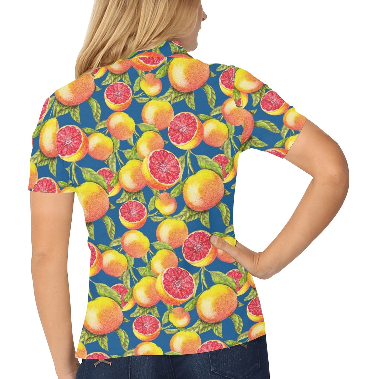 Grapefruit Pattern Print Design GF04 Women's Polo Shirt
