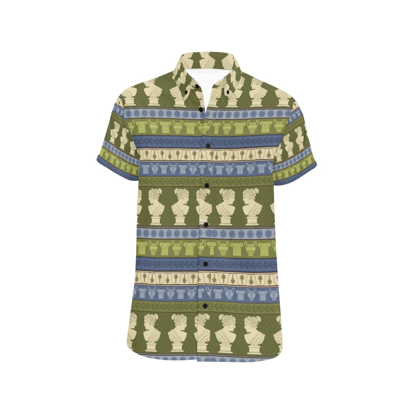 Ancient Greek Statue Print Design LKS301 Men Short Sleeve Button Up Shirt