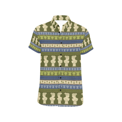 Ancient Greek Statue Print Design LKS301 Men Short Sleeve Button Up Shirt