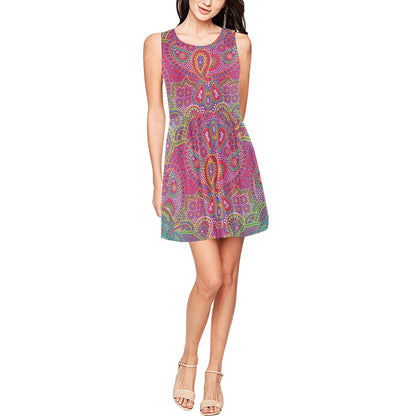 Boho Pattern Print Design 02 Sleeveless Dress