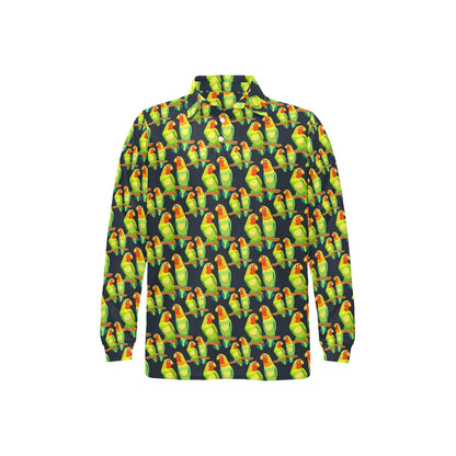 Lovebird Pattern Print Design 01 Long Sleeve Polo Shirt For Men's