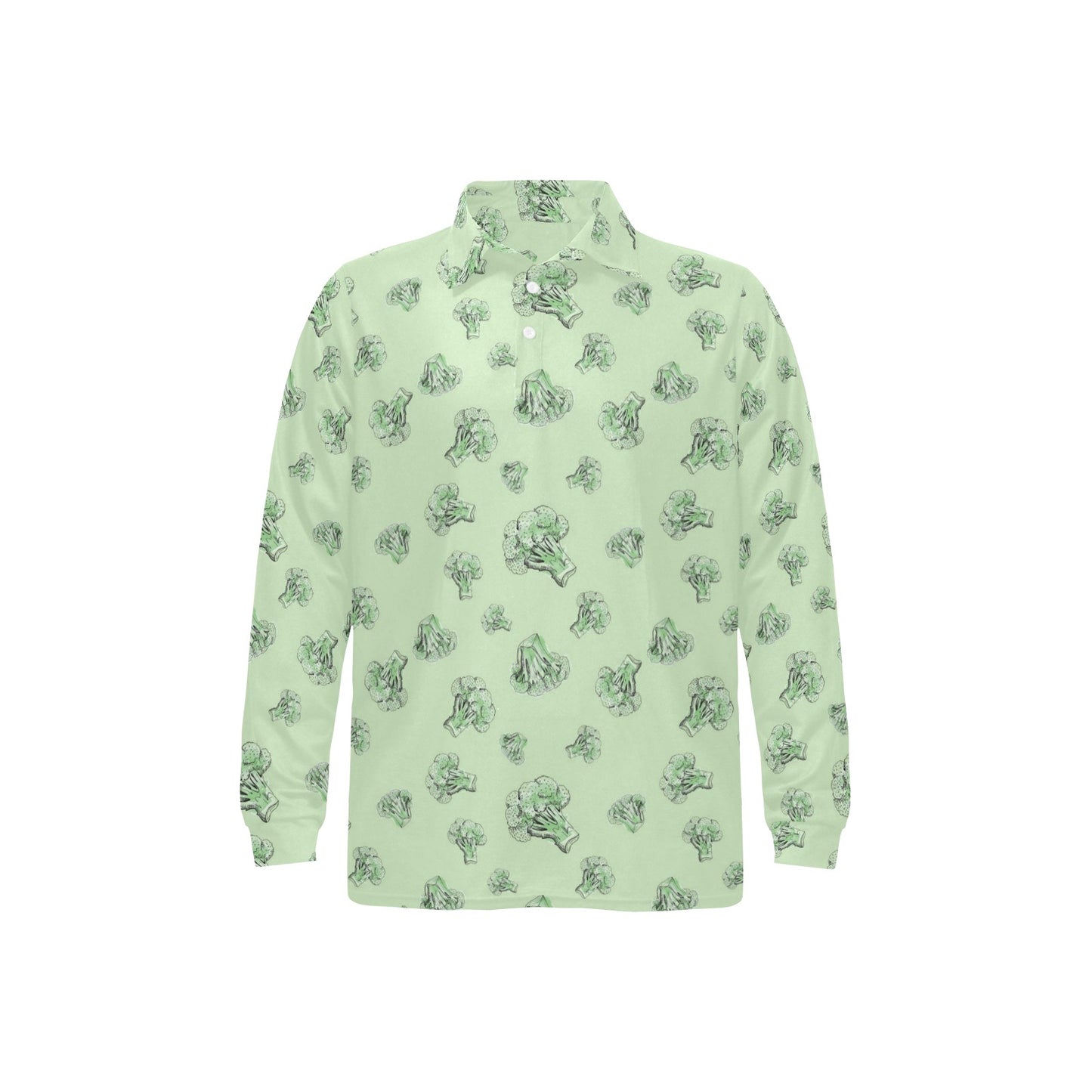 Broccoli Pattern Print Design 05 Long Sleeve Polo Shirt For Men's