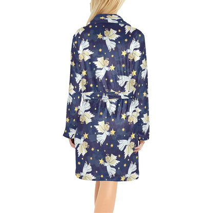 Angel Pattern Print Design 06 Women's Fleece Robe