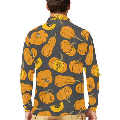 Pumpkin Pattern Print Design A03 Long Sleeve Polo Shirt For Men's