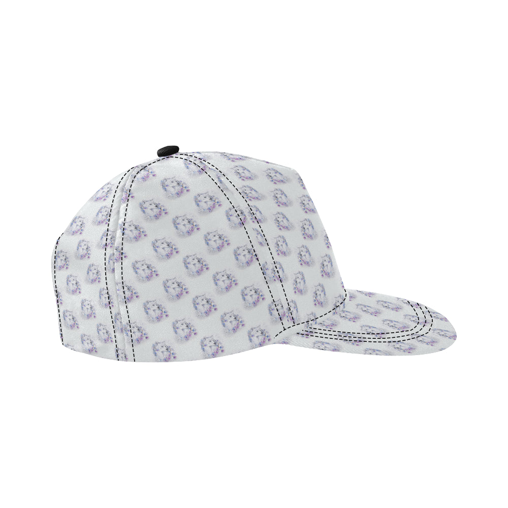 Wolf with Flower Print Design Snapback Cap