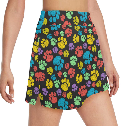 Paw Colorful Print 17" Golf & Pickleball Skort with Pockets