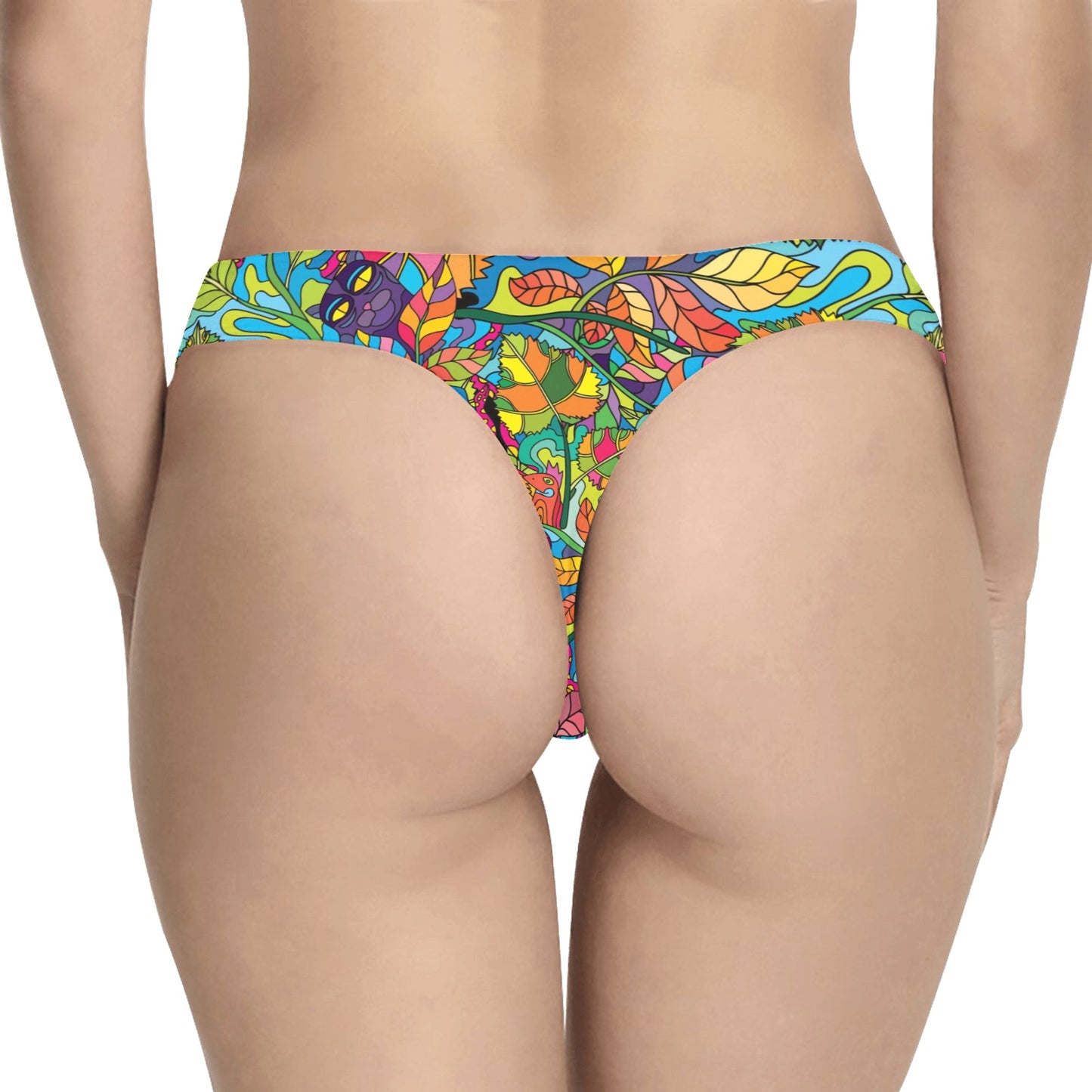 Psychedelic Trippy Flower Print Women's Thongs