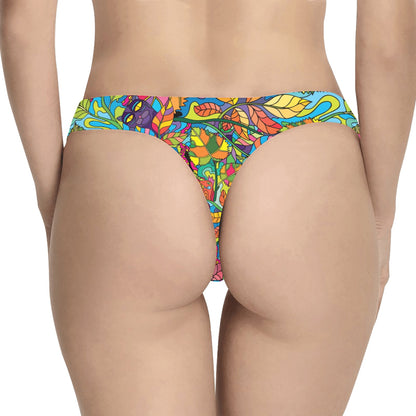 Psychedelic Trippy Flower Print Women's Thongs