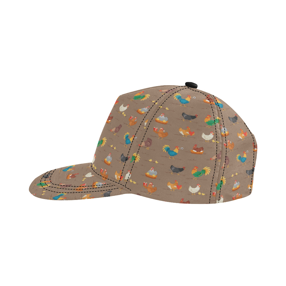 Chicken Happy Print Pattern Snapback Cap