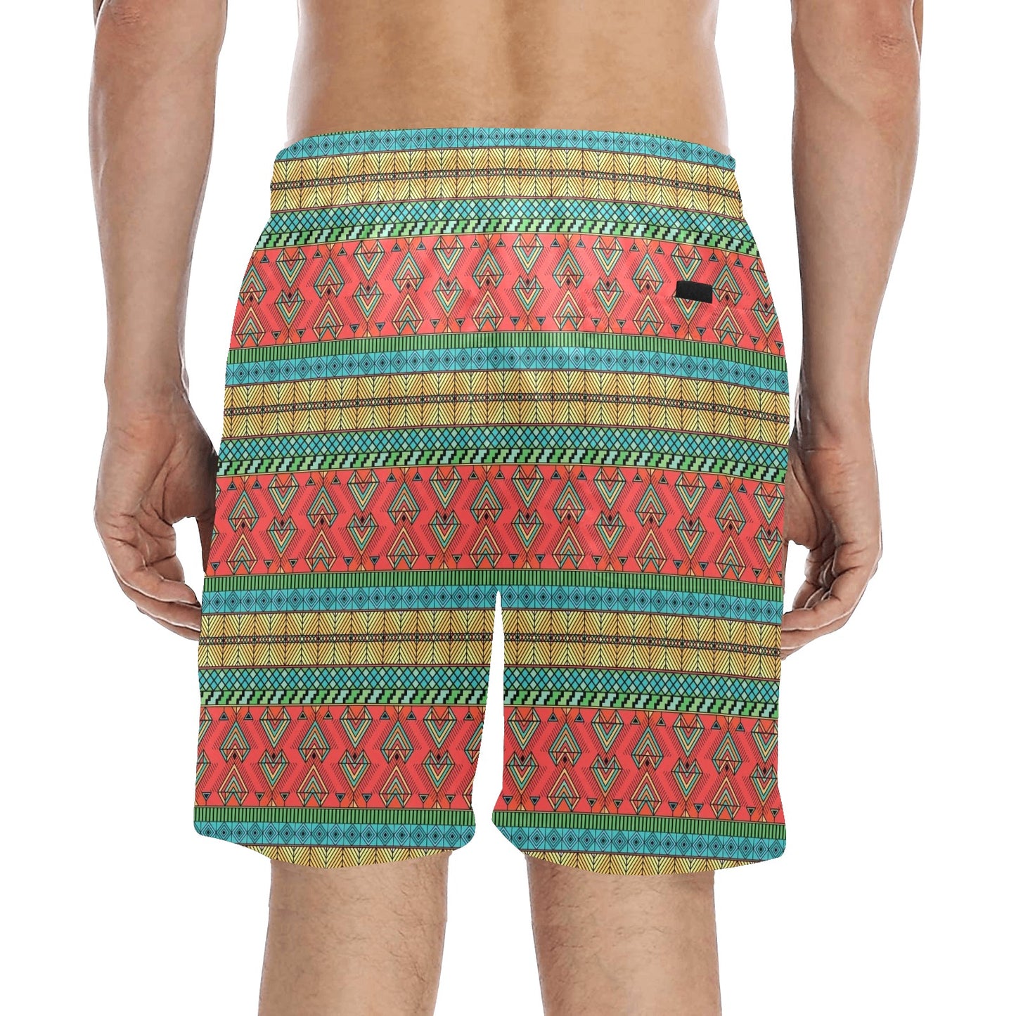 African Colorful Zigzag Print Pattern Men's Swim Trunks Beach Shorts
