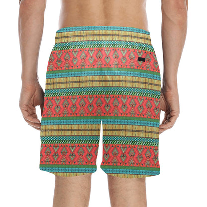 African Colorful Zigzag Print Pattern Men's Swim Trunks Beach Shorts